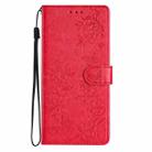 For Honor X5b Butterflies And Flowers Leather Phone Case(Red) - 3