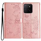 For Honor X5b Butterflies And Flowers Leather Phone Case(Rose Gold) - 1