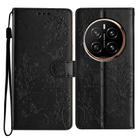 For Honor Magic7 Pro Butterflies And Flowers Leather Phone Case(Black) - 1