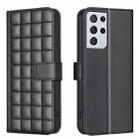For Samsung Galaxy S21 Ultra 5G Square Texture Leather Phone Case(Black) - 1