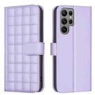 For Samsung Galaxy S22 Ultra 5G Square Texture Leather Phone Case(Purple) - 1