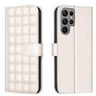 For Samsung Galaxy S22 Ultra 5G Square Texture Leather Phone Case(Beige) - 1