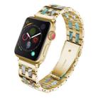 For Apple Watch Series 8&7 41mm / SE 2&6&SE&5&4 40mm / 3&2&1 38mm Stainless Steel + Resin Watch Band(Emerald Red) - 1