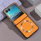 For Motorola Razr 50 Three-stage Folding Magsafe Cloth Texture Phone Case(Orange) - 1