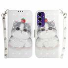 For Samsung Galaxy S24 FE 5G 3D Colored Horizontal Flip Leather Phone Case(Cute Cat) - 1