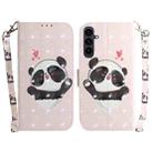 For Samsung Galaxy S25 FE 5G 3D Colored Horizontal Flip Leather Phone Case(Heart Panda) - 1