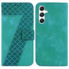 For Samsung Galaxy S25 5G Seven-shaped Embossed Leather Phone Case(Green) - 1