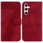 For Samsung Galaxy S25 5G Seven-shaped Embossed Leather Phone Case(Red) - 1