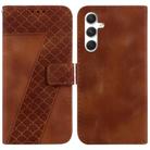 For Samsung Galaxy S25+ 5G Seven-shaped Embossed Leather Phone Case(Brown) - 1
