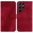 For Samsung Galaxy S25 Ultra 5G Seven-shaped Embossed Leather Phone Case(Red) - 1