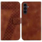 For Samsung Galaxy S25 FE 5G Seven-shaped Embossed Leather Phone Case(Brown) - 1