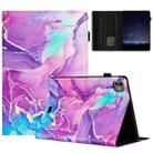 For iPad Pro 11 2024 Marble Litchi Leather Smart Tablet Case(Purple) - 1