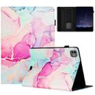 For iPad Pro 11 2024 Marble Litchi Leather Smart Tablet Case(Pink) - 1