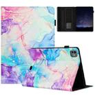 For iPad Pro 11 2024 Marble Litchi Leather Smart Tablet Case(Purple Blue) - 1