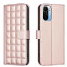 For Xiaomi Poco F3 / Mi 11i Square Texture Leather Phone Case(Rose Gold) - 1