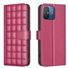 For Xiaomi Poco C55 / Redmi 12C Square Texture Leather Phone Case(Red) - 1