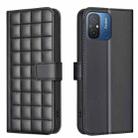 For Xiaomi Poco C55 / Redmi 12C Square Texture Leather Phone Case(Black) - 1