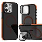 For iPhone 16 Pro Max Magsafe Dual-Color Skin Feel Lens Film Phone Case with Lens Fold Holder(Orange) - 1