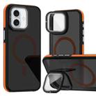 For iPhone 16 Plus Magsafe Dual-Color Skin Feel Lens Film Phone Case with Lens Fold Holder(Orange) - 1