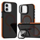 For iPhone 16 Magsafe Dual-Color Skin Feel Lens Film Phone Case with Lens Fold Holder(Orange) - 1