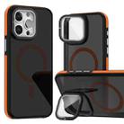 For iPhone 15 Pro Magsafe Dual-Color Skin Feel Lens Film Phone Case with Lens Fold Holder(Orange) - 1