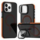 For iPhone 11 Pro Max Magsafe Dual-Color Skin Feel Lens Film Phone Case with Lens Fold Holder(Orange) - 1