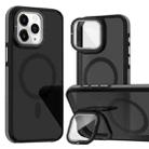 For iPhone 11 Pro Max Magsafe Dual-Color Skin Feel Lens Film Phone Case with Lens Fold Holder(Gray) - 1