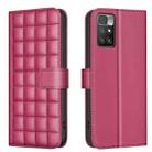 For Redmi 10 2022 / Note 11 4G Square Texture Leather Phone Case(Red) - 1