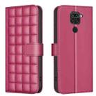 For Redmi 10X 4G / Note 9 Square Texture Leather Phone Case(Red) - 1