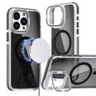 For iPhone 16 Pro Max Magsafe Dual-Color Transparent Black Lens Holder Phone Case(Black) - 1