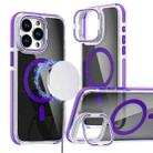 For iPhone 16 Pro Max Magsafe Dual-Color Transparent Black Lens Holder Phone Case(Purple) - 1