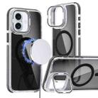 For iPhone 16 Plus Magsafe Dual-Color Transparent Black Lens Holder Phone Case(Black) - 1