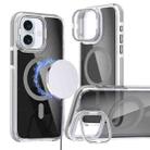 For iPhone 16 Plus Magsafe Dual-Color Transparent Black Lens Holder Phone Case(Gray) - 1