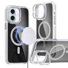 For iPhone 16 Plus Magsafe Dual-Color Transparent Black Lens Holder Phone Case(White) - 1