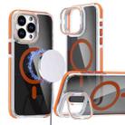 For iPhone 15 Pro Magsafe Dual-Color Transparent Black Lens Holder Phone Case(Orange) - 1