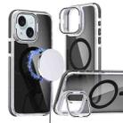 For iPhone 15 Plus Magsafe Dual-Color Transparent Black Lens Holder Phone Case(Black) - 1