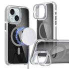 For iPhone 15 Magsafe Dual-Color Transparent Black Lens Holder Phone Case(Gray) - 1