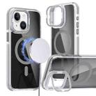 For iPhone 14 Plus Magsafe Dual-Color Transparent Black Lens Holder Phone Case(Gray) - 1