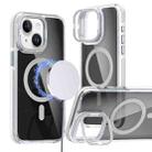 For iPhone 14 Plus Magsafe Dual-Color Transparent Black Lens Holder Phone Case(White) - 1