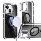 For iPhone 13 / 14 Magsafe Dual-Color Transparent Black Lens Holder Phone Case(Black) - 1