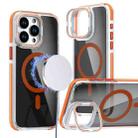 For iPhone 14 Pro Magsafe Dual-Color Transparent Black Lens Holder Phone Case(Orange) - 1