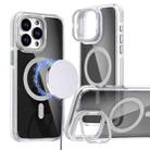 For iPhone 14 Pro Magsafe Dual-Color Transparent Black Lens Holder Phone Case(White) - 1