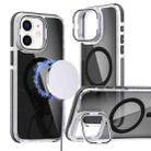 For iPhone 12 Pro / 12 Magsafe Dual-Color Transparent Black Lens Holder Phone Case(Black) - 1