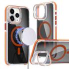 For iPhone 11 Pro Max Magsafe Dual-Color Transparent Black Lens Holder Phone Case(Orange) - 1