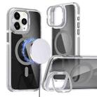 For iPhone 11 Pro Max Magsafe Dual-Color Transparent Black Lens Holder Phone Case(Gray) - 1