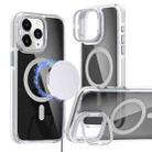 For iPhone 11 Pro Max Magsafe Dual-Color Transparent Black Lens Holder Phone Case(White) - 1