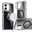 For iPhone 11 Magsafe Dual-Color Transparent Black Lens Holder Phone Case(Black) - 1