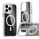 For iPhone 16 Pro Max Magsafe Dual-Color Transparent Black Full Coverage Phone Case(White) - 1