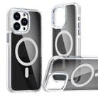 For iPhone 16 Pro Magsafe Dual-Color Transparent Black Full Coverage Phone Case(White) - 1