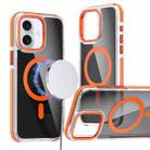 For iPhone 16 Plus Magsafe Dual-Color Transparent Black Full Coverage Phone Case(Orange) - 1